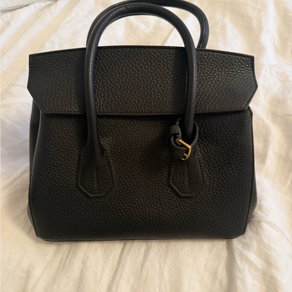 Bally Handbags - Bally Elegant Black Sommet Satchel with Gold Detail & Red Suede Interior NWT